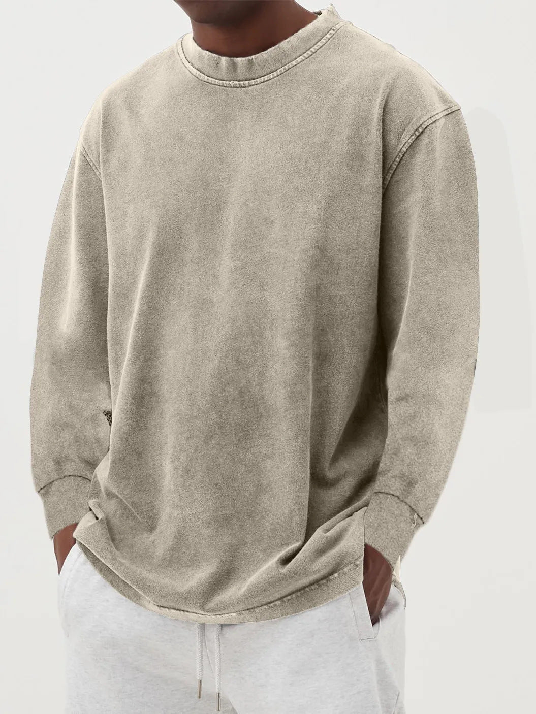 Weicher, langärmeliger Grobstrickpullover für Herren