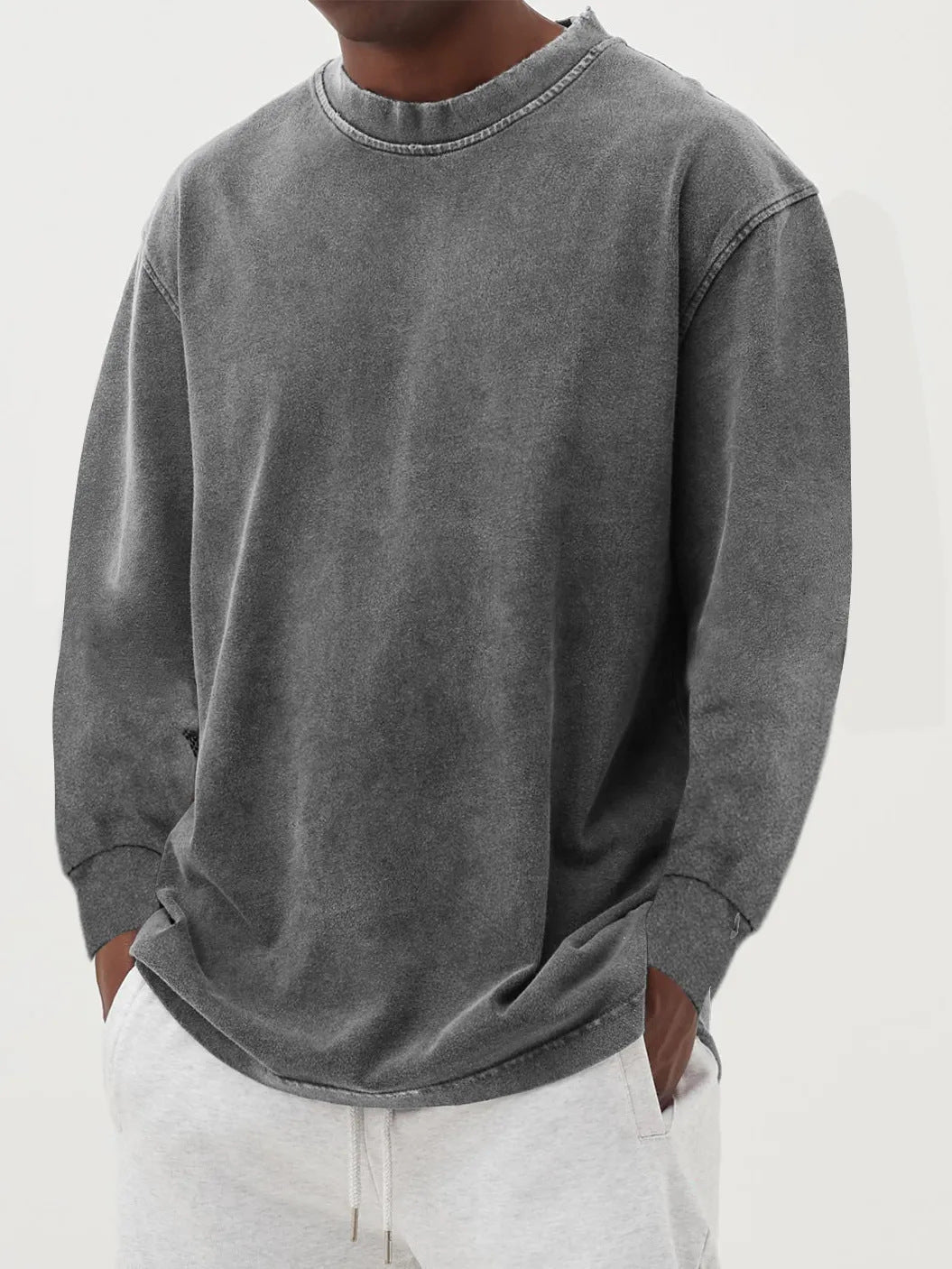Weicher, langärmeliger Grobstrickpullover für Herren