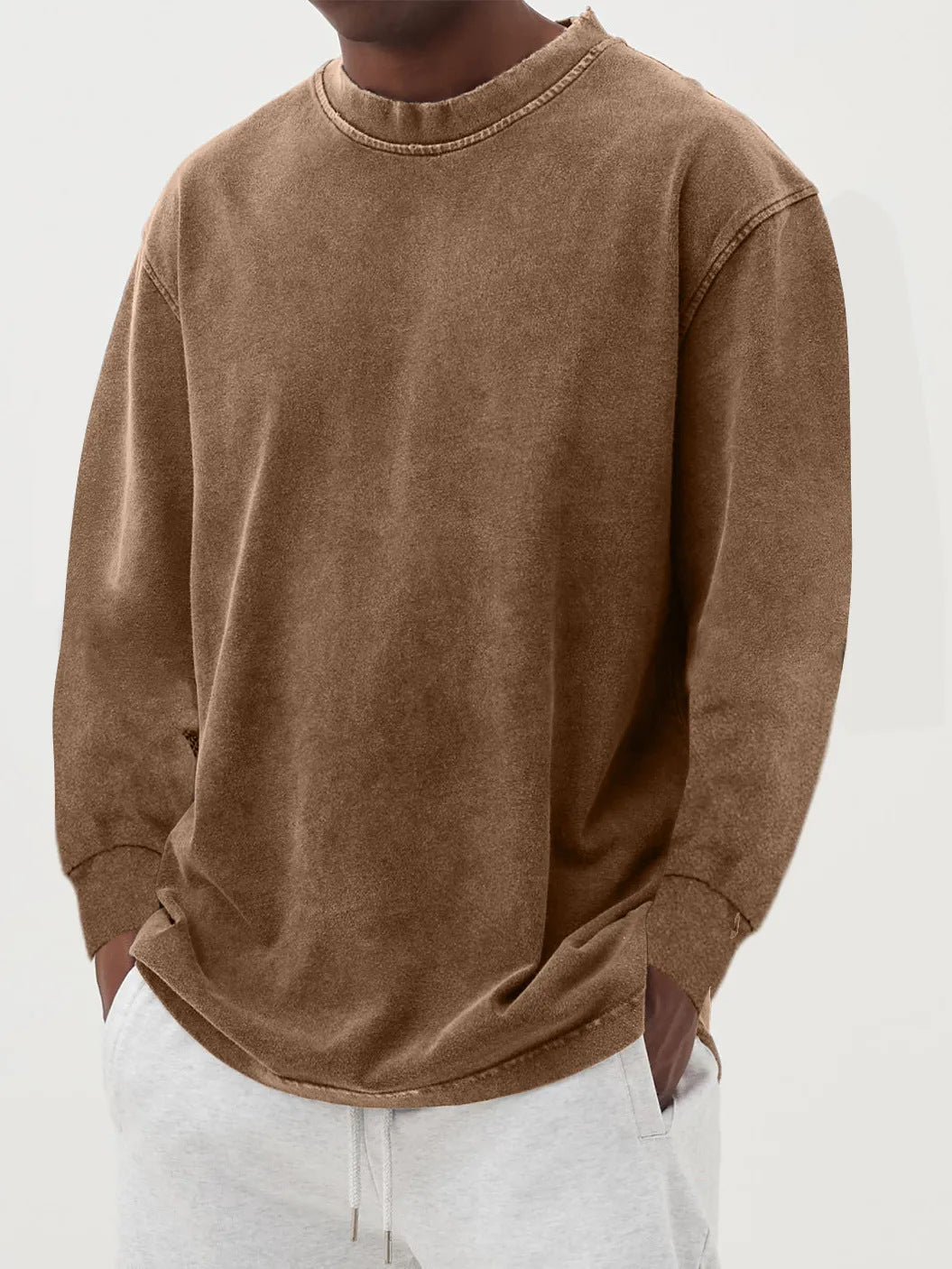 Weicher, langärmeliger Grobstrickpullover für Herren