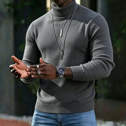 Herren-Rollkragenpullover, schmale Passform, weich, Winter