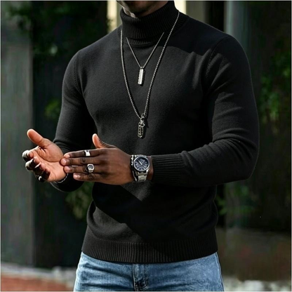 Herren-Rollkragenpullover, schmale Passform, weich, Winter