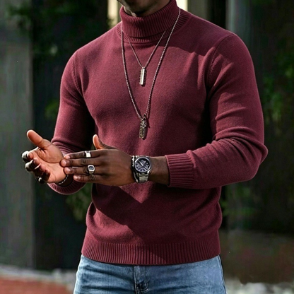 Herren-Rollkragenpullover, schmale Passform, weich, Winter