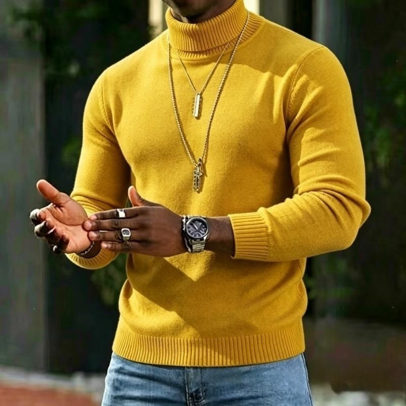 Herren-Rollkragenpullover, schmale Passform, weich, Winter