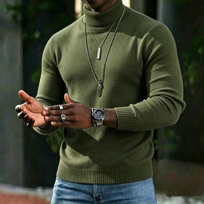 Herren-Rollkragenpullover, schmale Passform, weich, Winter