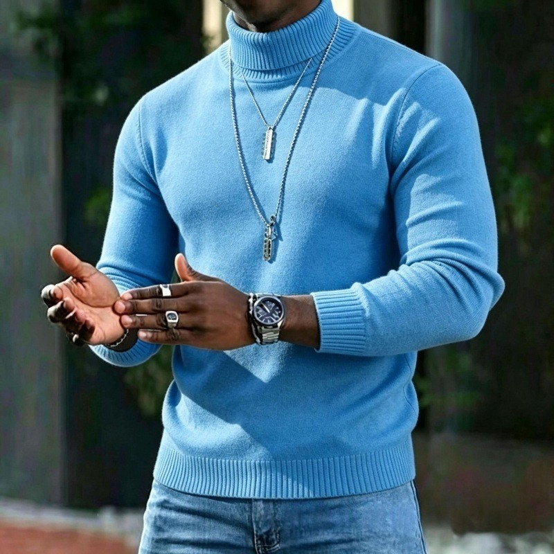 Herren-Rollkragenpullover, schmale Passform, weich, Winter