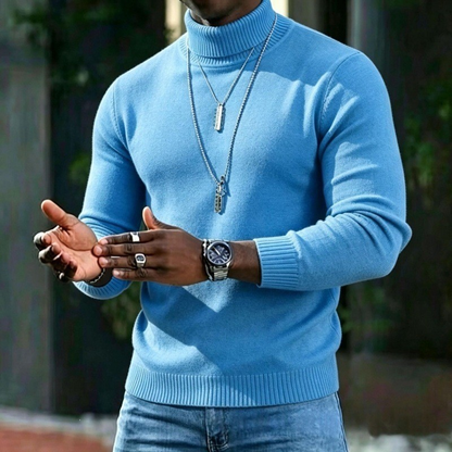 Herren-Rollkragenpullover, schmale Passform, weich, Winter