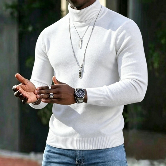 Pull col roulé homme coupe ajustée doux hiver
