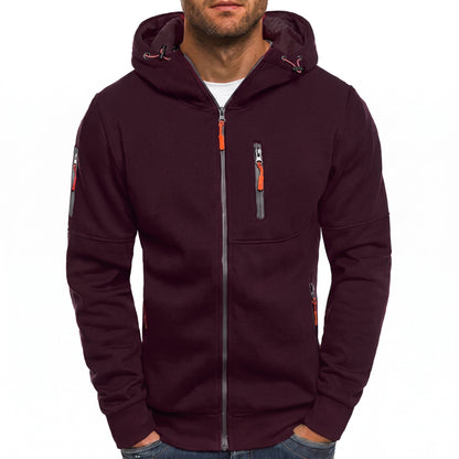 Sweat à capuche homme zippé multipoches contrastées