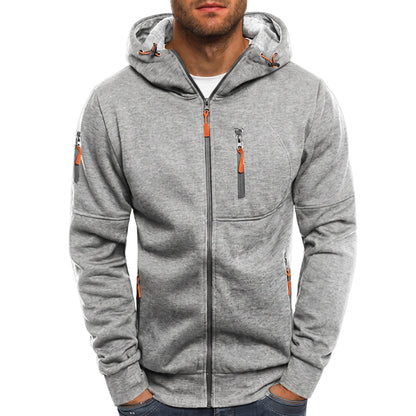 Sweat à capuche homme zippé multipoches contrastées