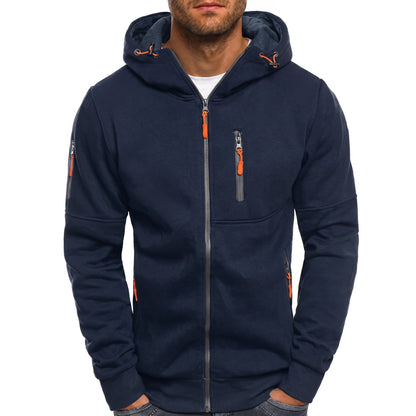 Sweat à capuche homme zippé multipoches contrastées