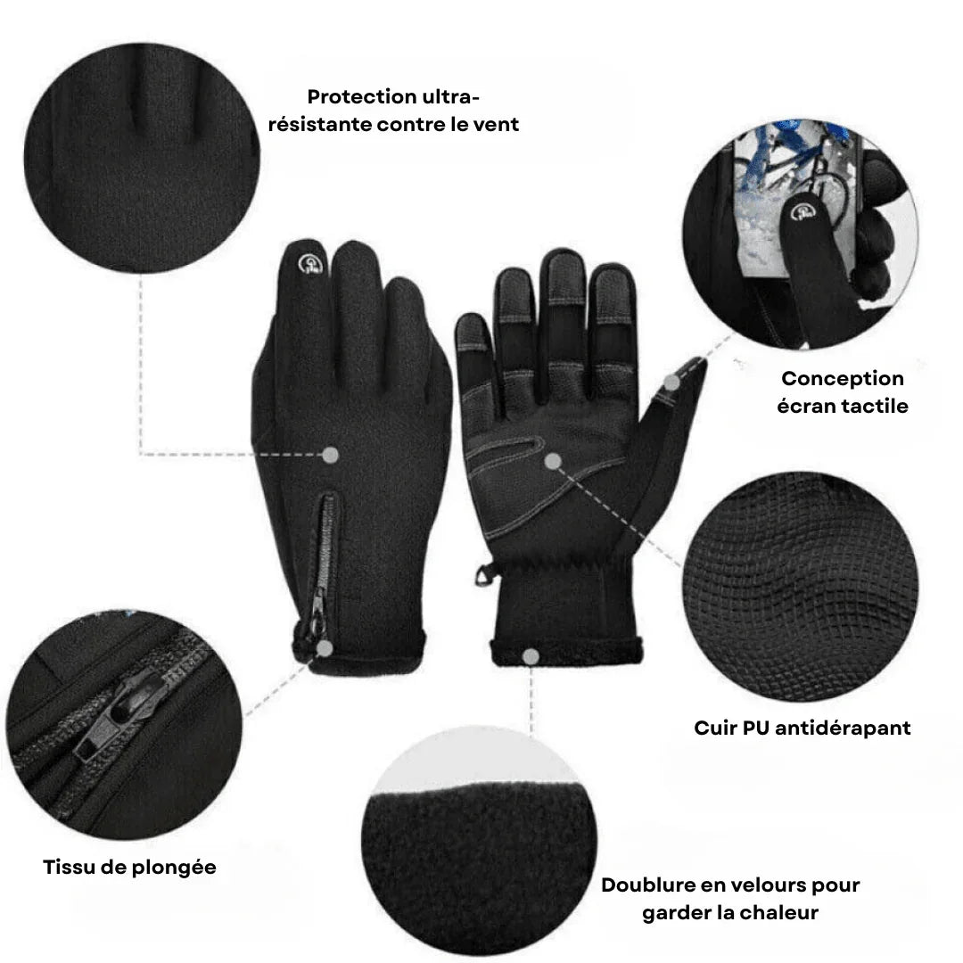 Gants chauffants imperméables tactiles pour ski et vélo