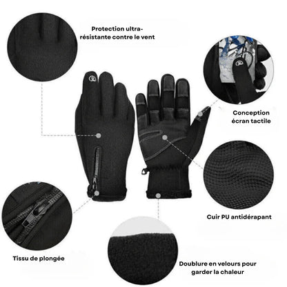 Gants chauffants imperméables tactiles pour ski et vélo