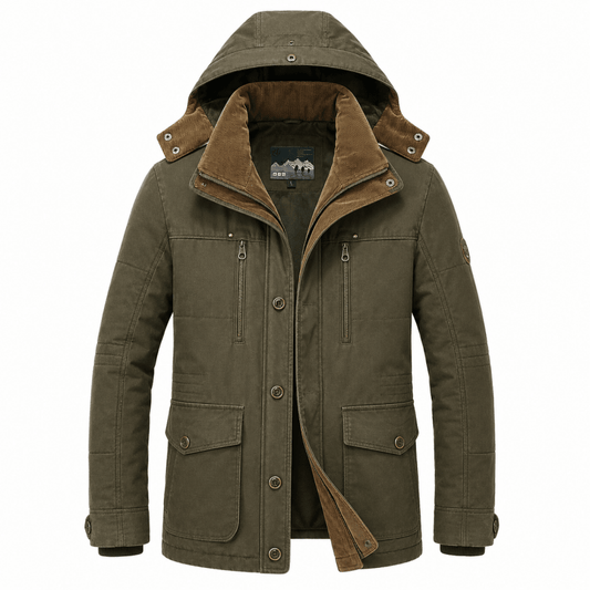 Parka homme coupe décontractée multi-poches robuste