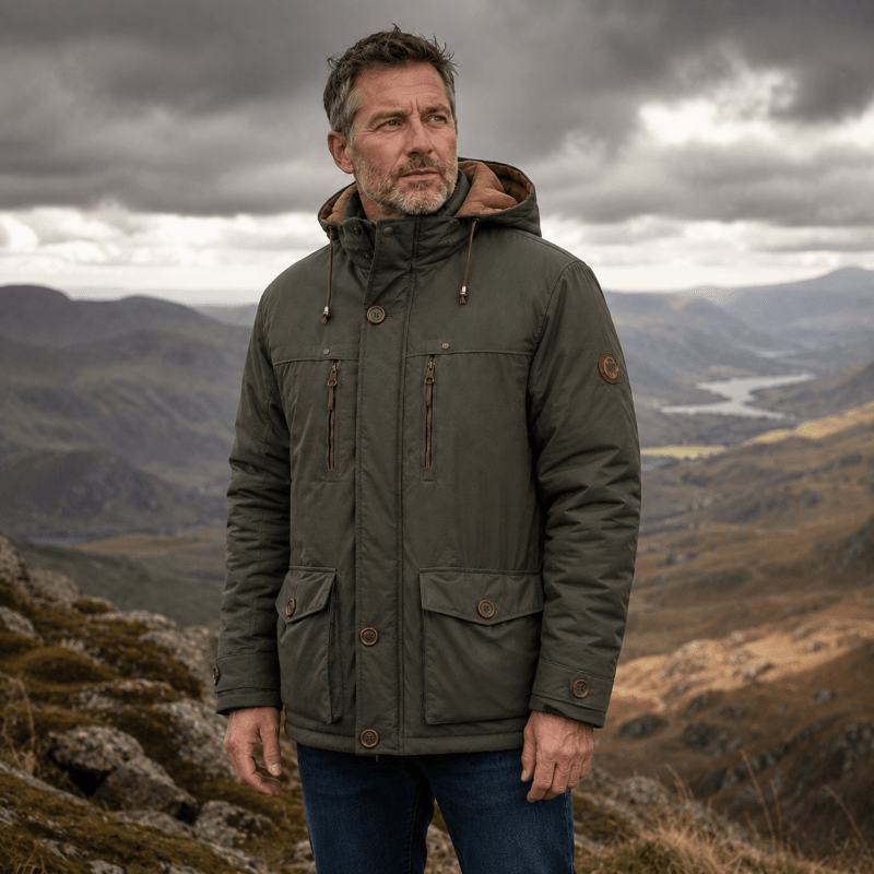 Parka homme coupe décontractée multi-poches robuste
