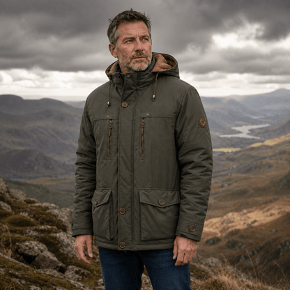 Parka homme coupe décontractée multi-poches robuste