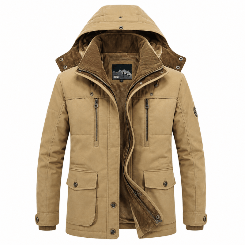 Parka homme coupe décontractée multi-poches robuste