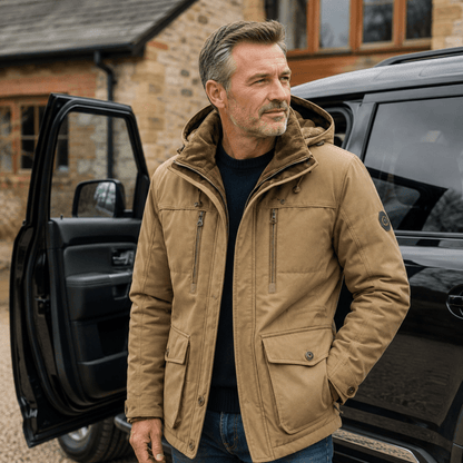 Parka homme coupe décontractée multi-poches robuste