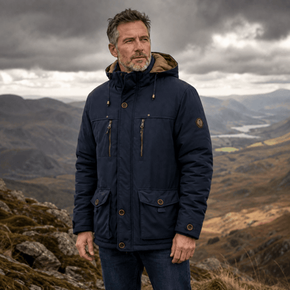Parka homme coupe décontractée multi-poches robuste
