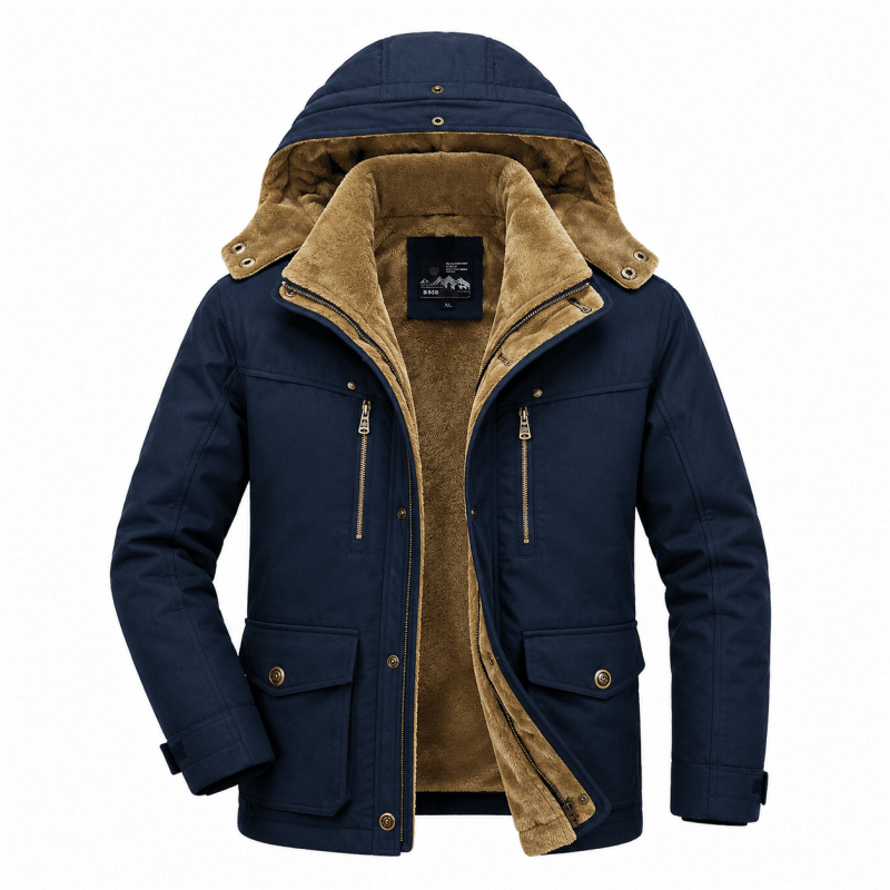 Parka homme coupe décontractée multi-poches robuste