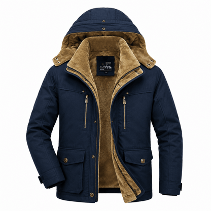 Parka homme coupe décontractée multi-poches robuste