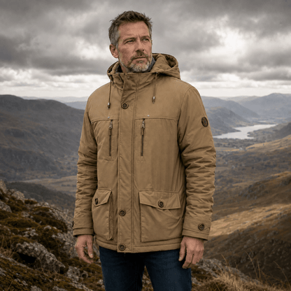 Parka homme coupe décontractée multi-poches robuste