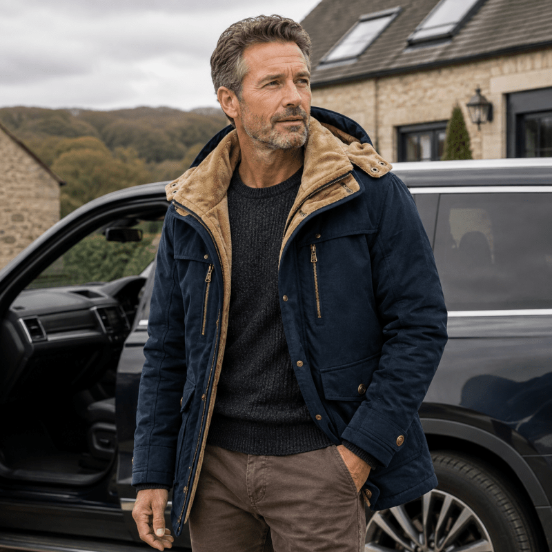 Parka homme coupe décontractée multi-poches robuste