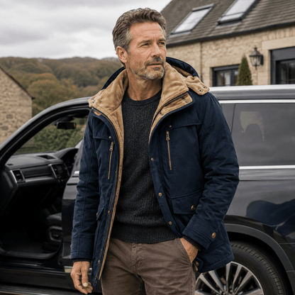 Parka homme coupe décontractée multi-poches robuste