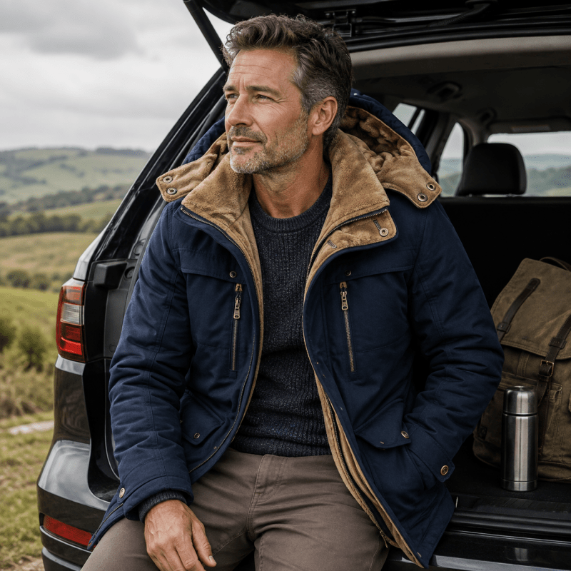 Parka homme coupe décontractée multi-poches robuste
