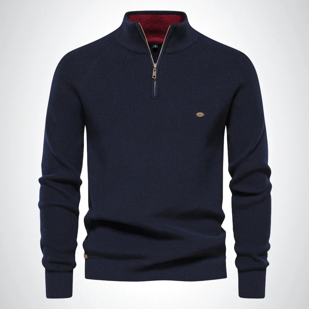 Herrenpullover mit Reißverschluss, pflegeleicht und elegant