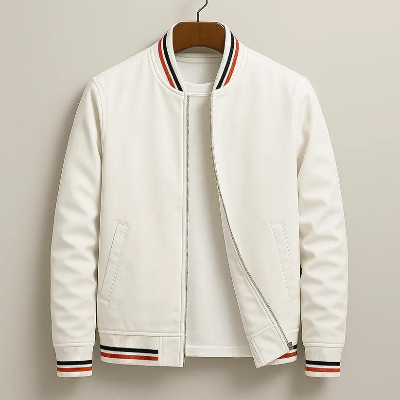 Veste homme zippée col côtelé détails rayés