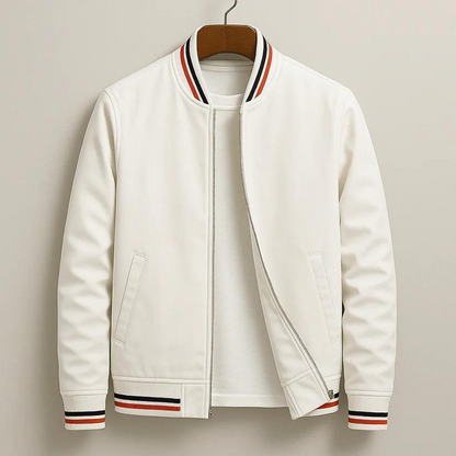 Veste homme zippée col côtelé détails rayés
