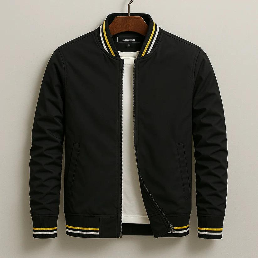 Veste homme zippée col côtelé détails rayés