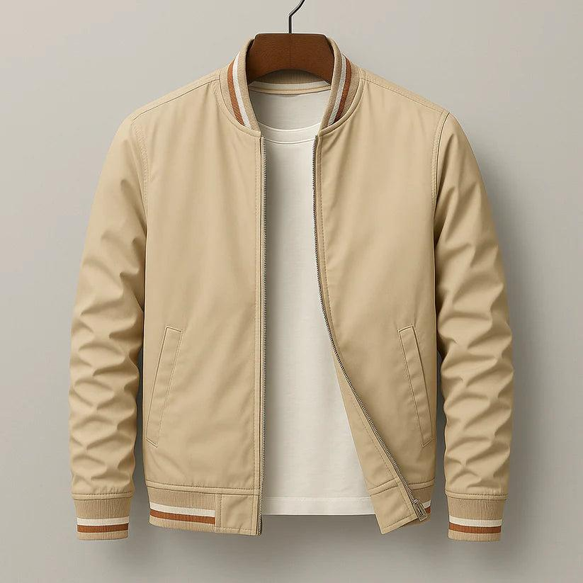 Veste homme zippée col côtelé détails rayés