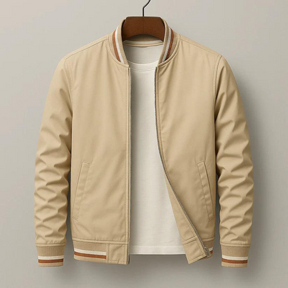 Veste homme zippée col côtelé détails rayés