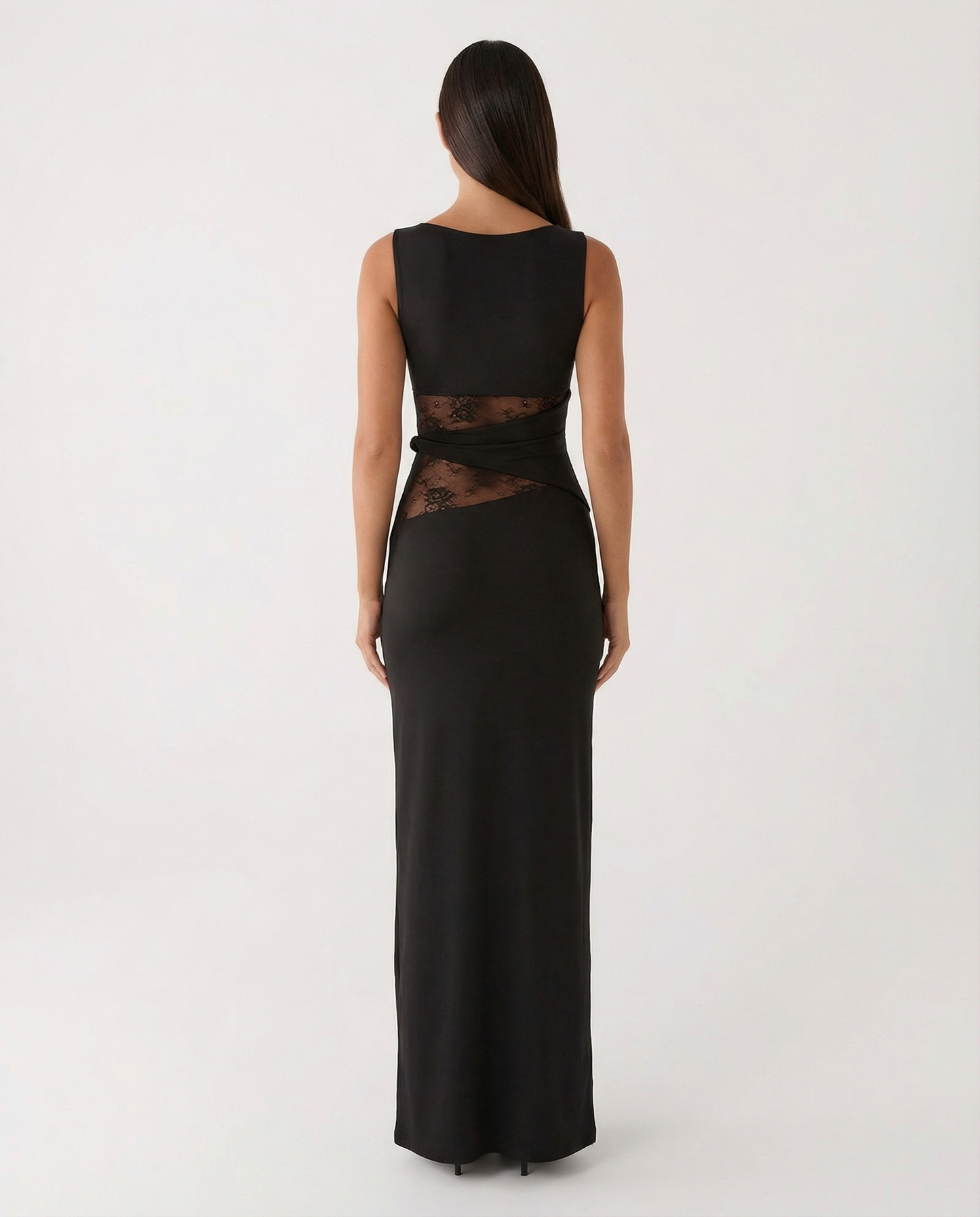 Robe Maxi Illusion Dentelle – Robe de Soirée Élégante