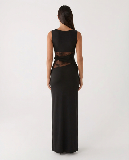 Robe Maxi Illusion Dentelle – Robe de Soirée Élégante