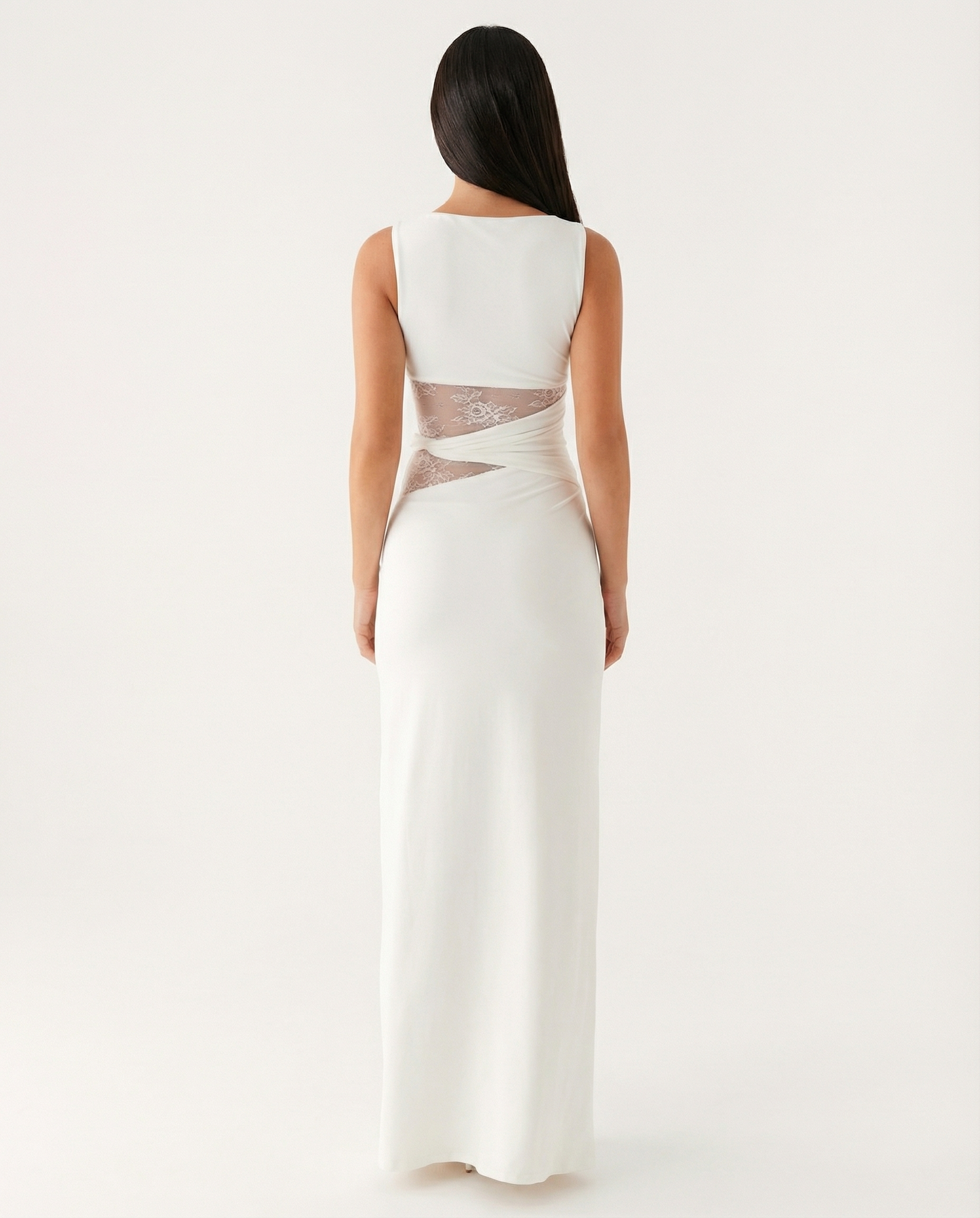 Robe Maxi Illusion Dentelle – Robe de Soirée Élégante