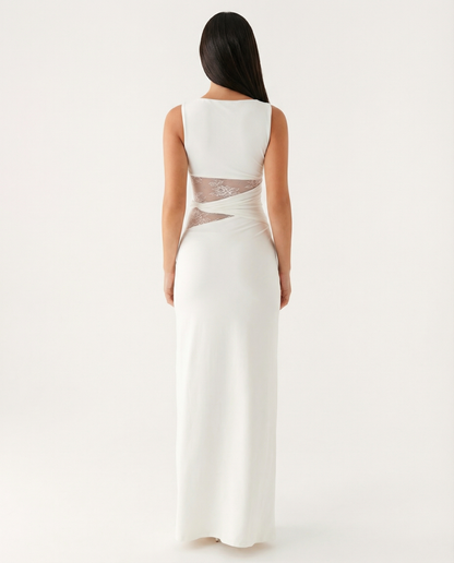 Robe Maxi Illusion Dentelle – Robe de Soirée Élégante