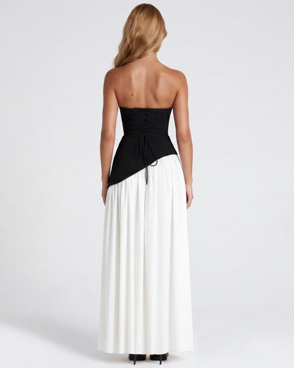 Robe Maxi Aura Radiant – Bustier, Foulard et Fente Haute