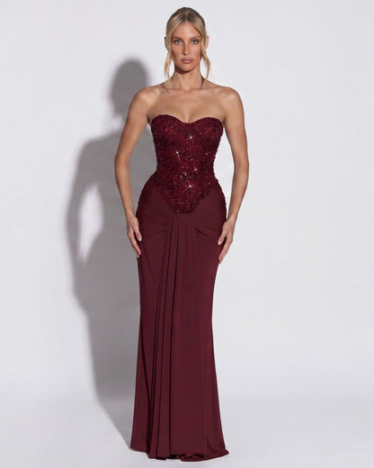 Robe Longue Midnight Aura – Bustier Brillant et Corset Structuré
