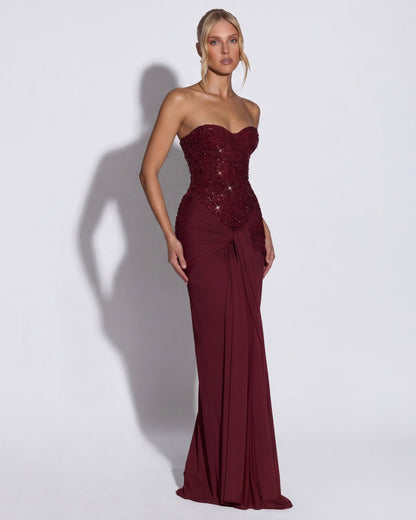 Robe Longue Midnight Aura – Bustier Brillant et Corset Structuré