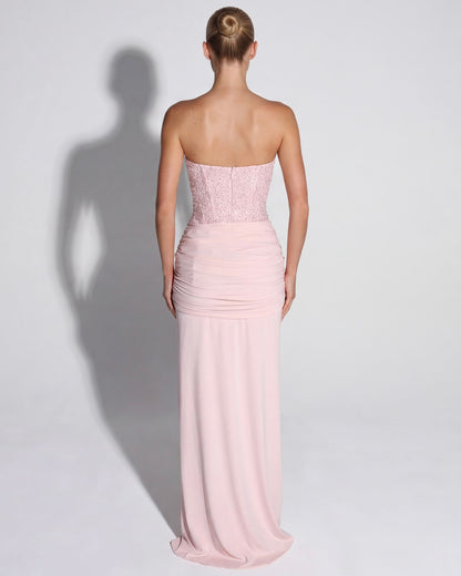 Robe Longue Midnight Aura – Bustier Brillant et Corset Structuré