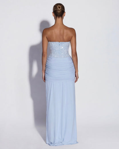 Robe Longue Midnight Aura – Bustier Brillant et Corset Structuré