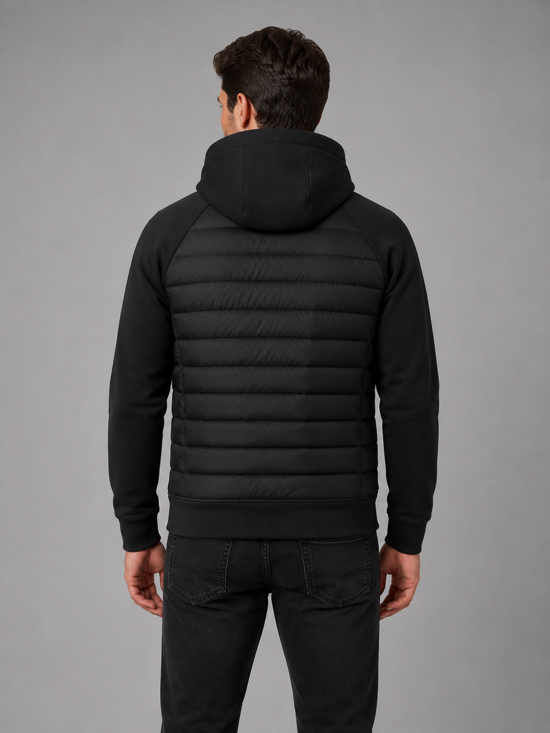 Leichte, wattierte Herrenjacke mit Stretch-Ärmeln