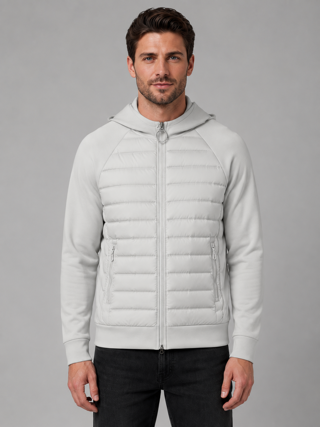 Leichte, wattierte Herrenjacke mit Stretch-Ärmeln