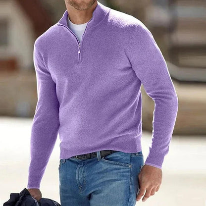Pull homme col zippé tricot minimaliste polyvalent