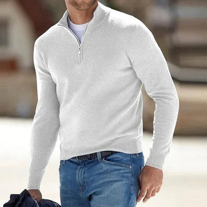 Pull homme col zippé tricot minimaliste polyvalent