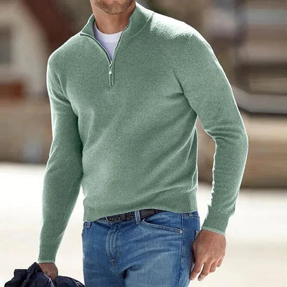 Pull homme col zippé tricot minimaliste polyvalent