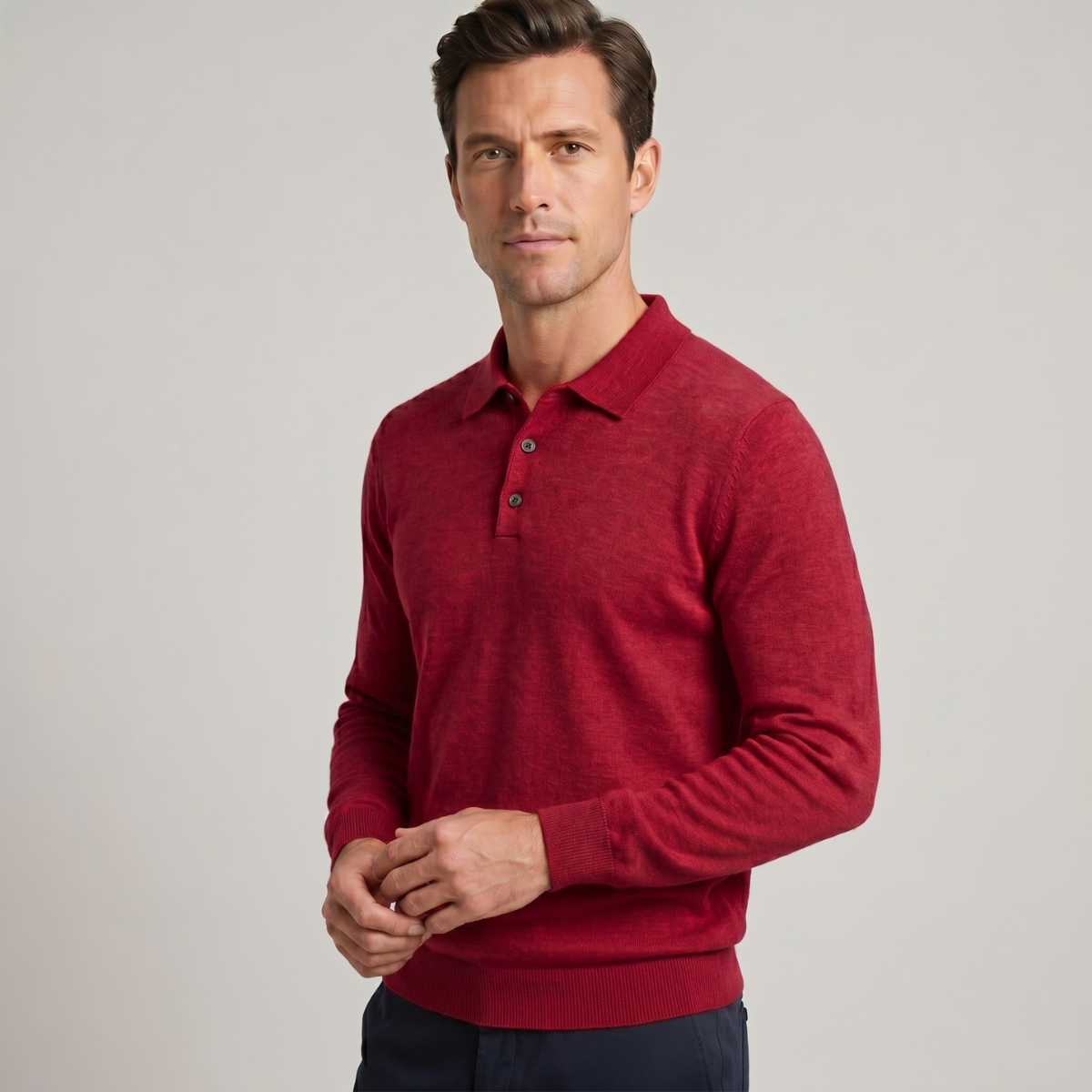 Polo homme en laine mérinos tricoté élégant décontracté