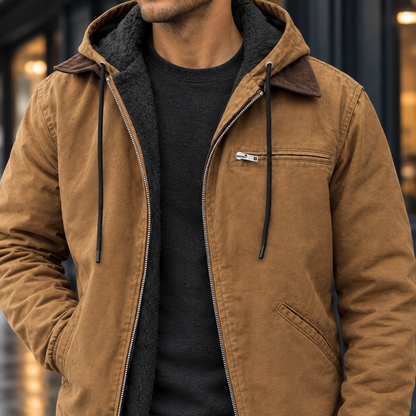 Veste homme à capuche en mélange coton zippée